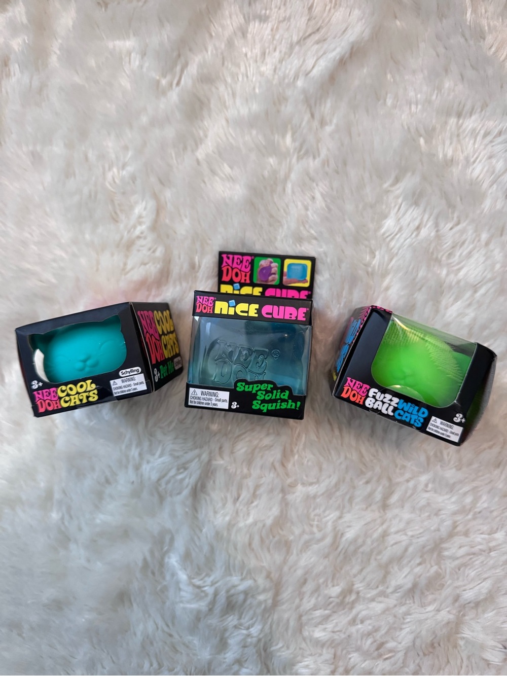 BNIB NeeDoh Blue/Green Bundle - Wild Cats, Cool Cats, Nice Cube - Authentic